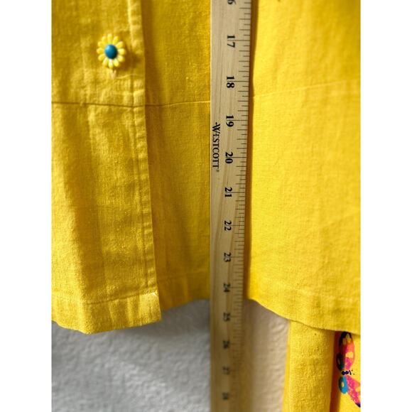 Sag Harbor 2 Piece Outfit Shacket And Tank Dress 10 P Linen Blend Flower Buttons - Picture 9 of 16